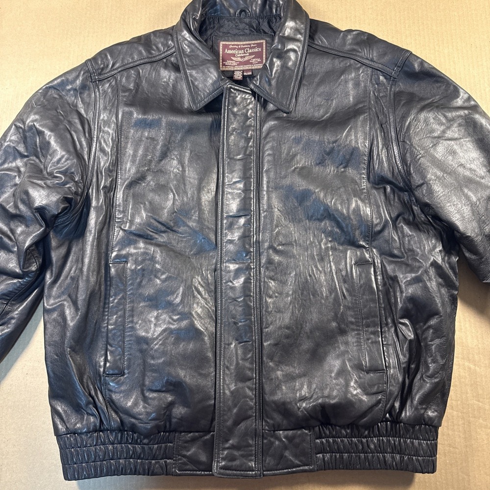 VTG American Classic Colebrook Men's Soft Leather Jacket Black Zip Pockets XXL